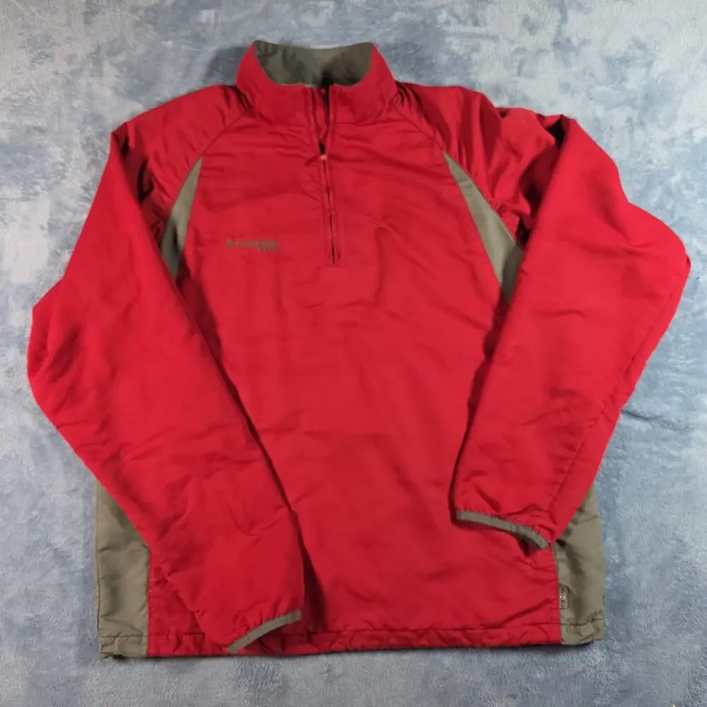 Columbia XCO Men’s M Red Gray 1/4 Zip Packable Softshell Pullover Jacket